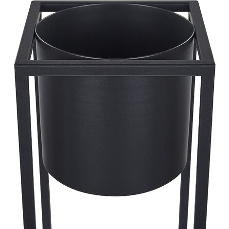 Modern Plant Stand Indoor Outdoor Flower Pot 15 x 15 x 40 cm Metal Black Idra