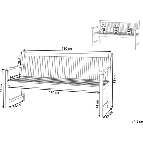 Rustic Garden Bench Acacia Wood 180 cm Outdoor Patio Vivara