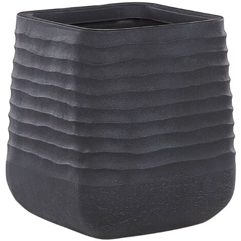 Modern Outdoor Garden Flower Pot Large 50 x 49 cm Square Planter Black Parikia