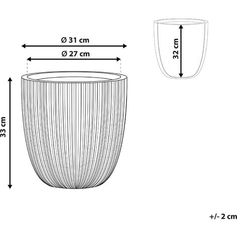 Modern Outdoor Plant Pot Planter Tall Round 33 x ø 31 cm Beige and White Chios