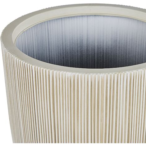 Modern Outdoor Plant Pot Planter Tall Round 33 x ø 31 cm Beige and White Chios