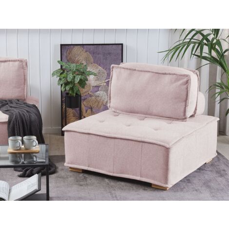 Fabric 1-Seat Section Pink Polyester Solid Wood Legs Tibro