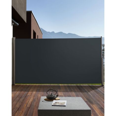 Retractable Side Awning Aluminium Frame Graphite Grey Fabric 160 x 300 cm Dorio