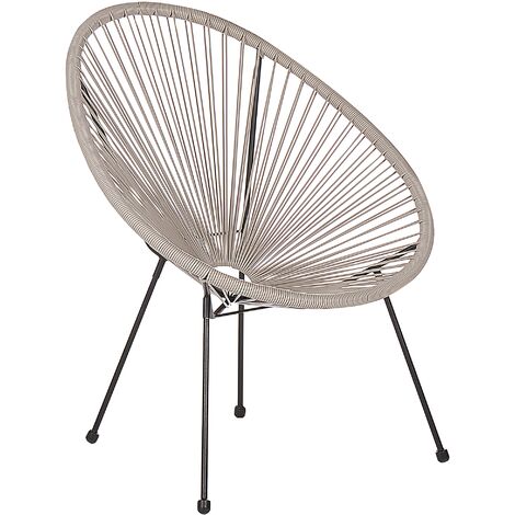 Modern Accent Chair Round Light Grey PE Rattan Steel Living Room Acapulco II - Grey