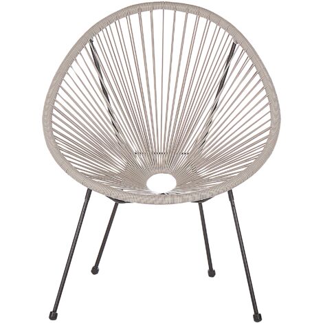 Modern Accent Chair Round Light Grey PE Rattan Steel Living Room Acapulco II