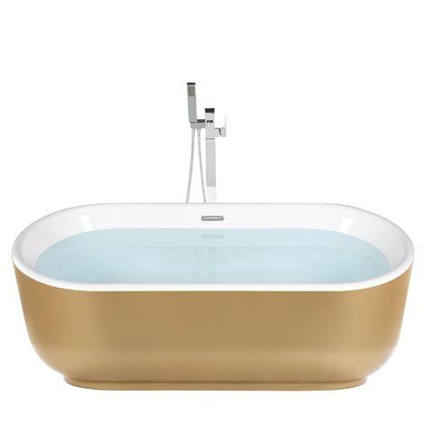 Modern Freestanding Bathtub Oval Sanitary Acrylic Gold Pinel - Gold