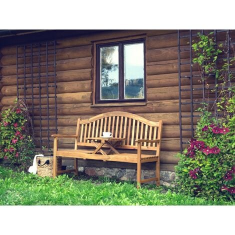 Country Garden Bench Acacia Wood Tray Table 3 Seater Hilo