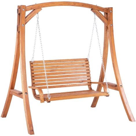 Rustic Outdoor Garden Patio Swing Solid, Wooden Chair Swing Stand