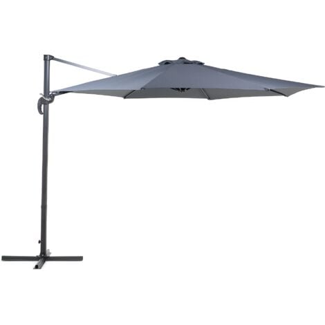 Outdoor Cantilever Parasol Octagonal Grey Canopy Steel Black Base Savona - Grey