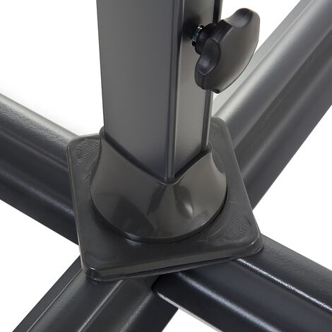 Outdoor Cantilever Parasol Octagonal Grey Canopy Steel Black Base Savona