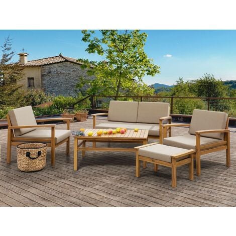 Modern Outdoor Garden 5 Piece Acacia Wood Conversation Set Manila