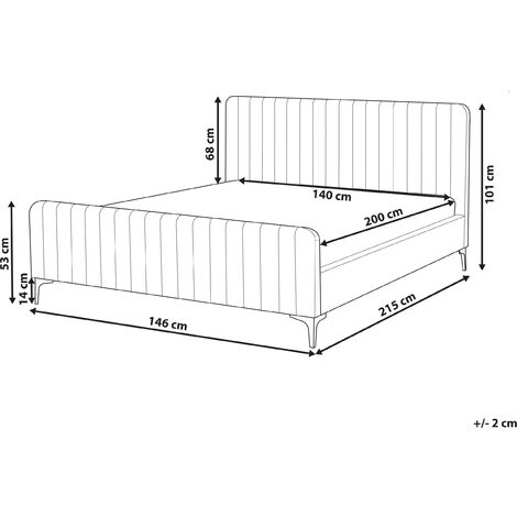 Velvet EU Double Size Bed Tufted Headboard 4ft6 Metal Legs Slatted Base Taupe Lunan