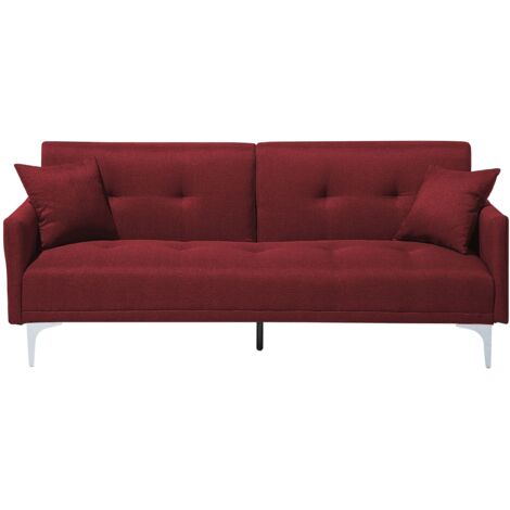 Sofa Bed 3 Seater LUCAN Fabric Dark Red (1/5)
