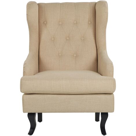 Beige wingback store armchair