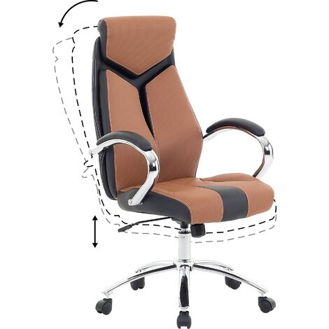 Modern Office Desk Chair Fabric Swivel Brown and Black Formula 1