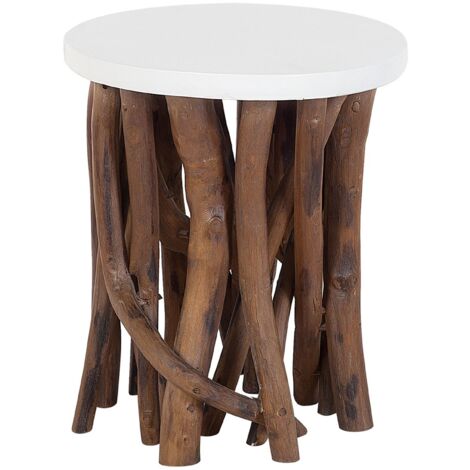 Modern Coffee Table Tree Branch Base Round White Top Living Room Houma Modern Coffee Table Tree Branch Base, White Tree Branch Coffee Table