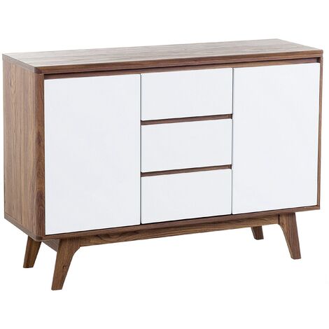 Modern Sideboard White Drawers Cabinets Storage Dark Wood Frame Pittsburgh - White