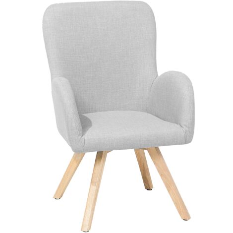 Modern Accent Chair Wooden Legs Grey Upholstery Bjarn