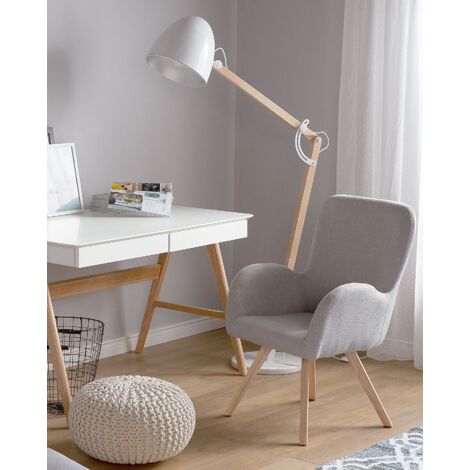 Modern Accent Chair Wooden Legs Grey Upholstery Bjarn