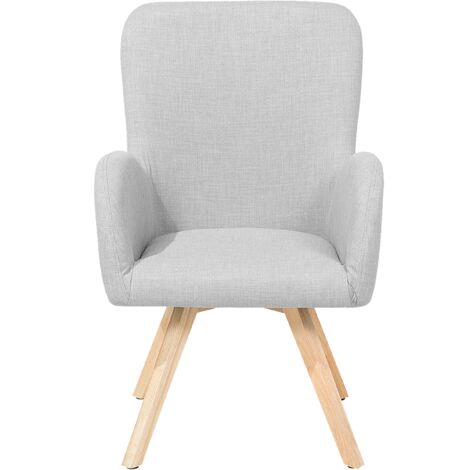 Modern Accent Chair Wooden Legs Grey Upholstery Bjarn