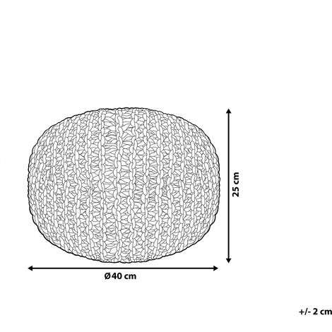Modern Knitted Round Pouffe Ottoman Cotton Beige 40 x 25 cm Conrad