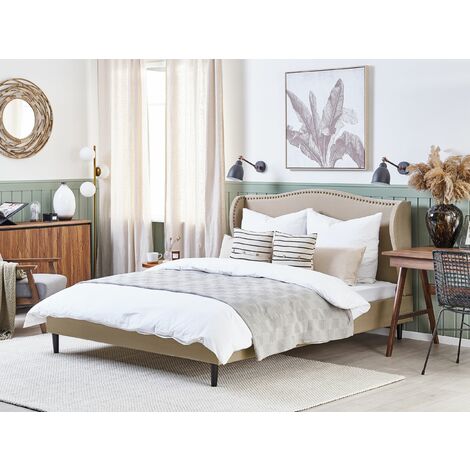 White linen 2024 headboard king