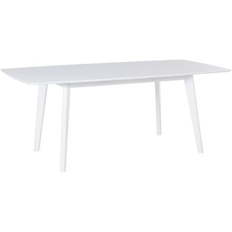 Dining Table 150/195 x 90 cm White Rectangular Extending Solid Wood Sanford