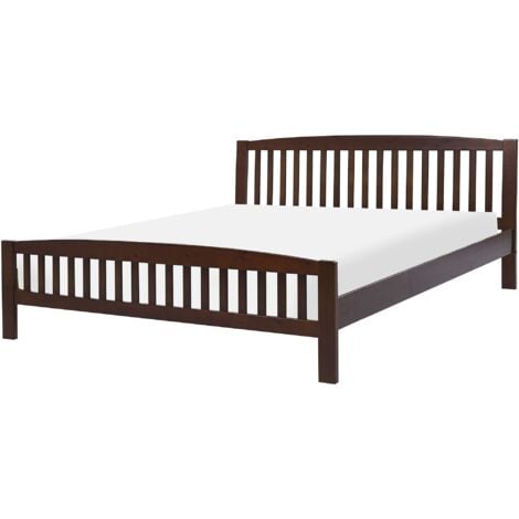 Modern EU Super King Size Bed Frame 6ft Dark Solid Wood Slatted Castres