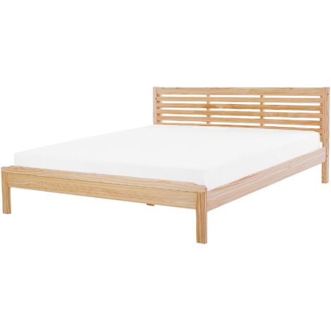 Modern EU Super King Size Bed Frame 6ft Light Wood Headboard Carnac