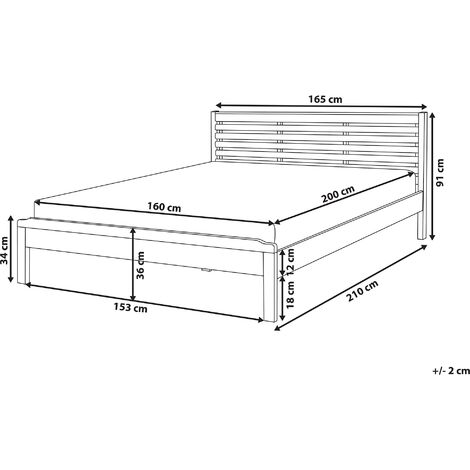 Modern EU King Size Bed Frame 5ft3 Light Wood Headboard Carnac