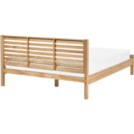 Modern EU King Size Bed Frame 5ft3 Light Wood Headboard Carnac