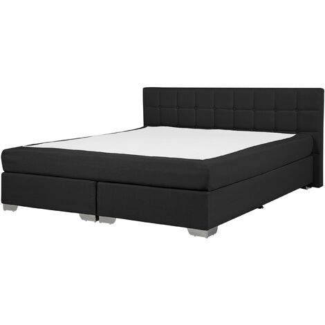 Modern Fabric EU Super King Size Divan Bed 6ft Black Linen Buttoned Admiral