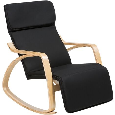 Modern Lounge Rocking Chair Black Fabric Birch Wood Legs Weston