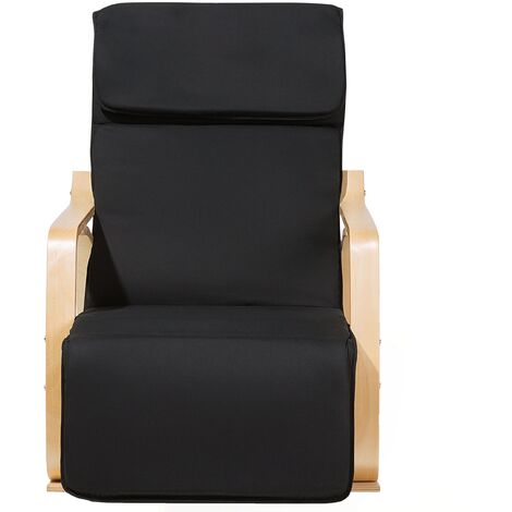 Modern Lounge Rocking Chair Black Fabric Birch Wood Legs Weston