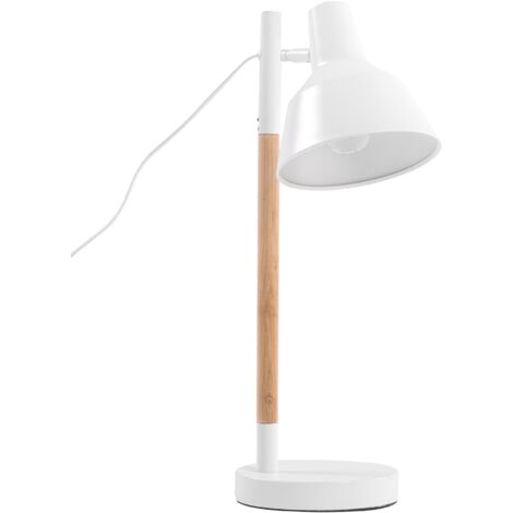 Modern Minimalistic Table Desk Bedside Lamp Light Wood with White Aldan