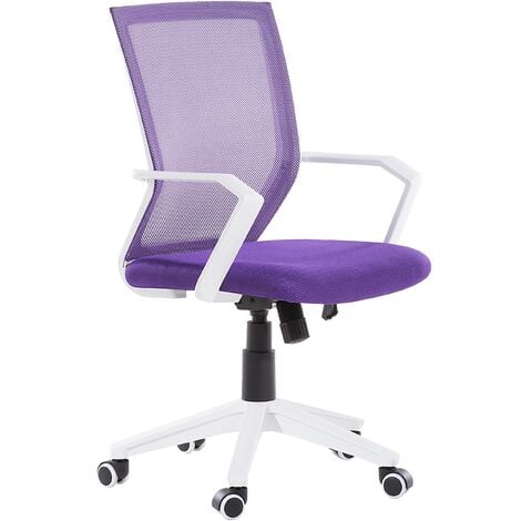 High Back Office Chair Mesh Swivel Adjustable Castors Purple Relief - Violet