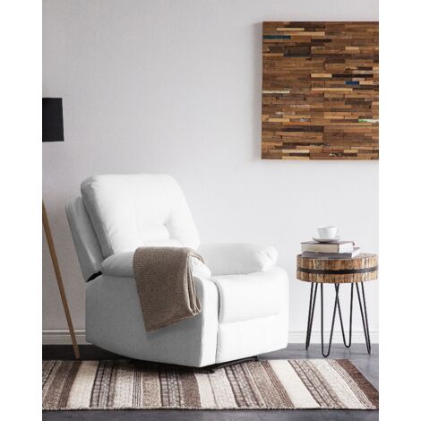 Modern Faux Leather Recliner Chair Manual Reclining Padded Armchair White Bergen