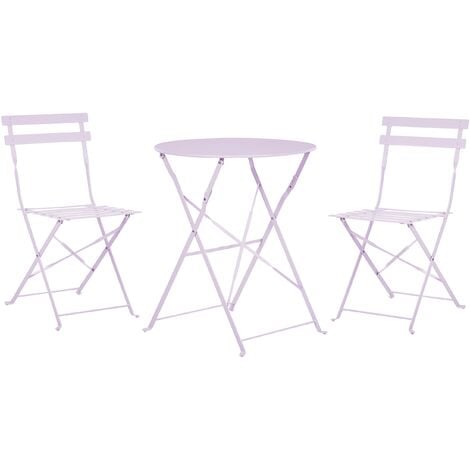 Outdoor Patio 3 Piece Bistro Set Purple Steel Round Table and Chairs Fiori