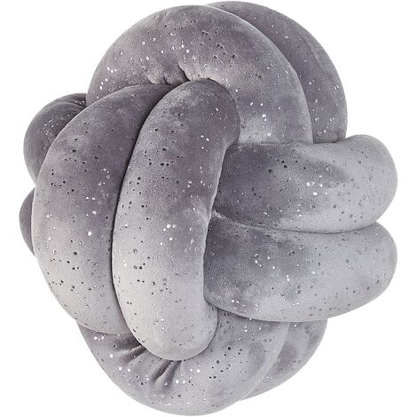 Modern Velvet Decorative Knot Cushion Grey 20 x 20 cm Malni