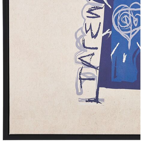Framed Canvas Print Wall Art 63 x 93 cm Abstract Motif Blue and Beige Treppio
