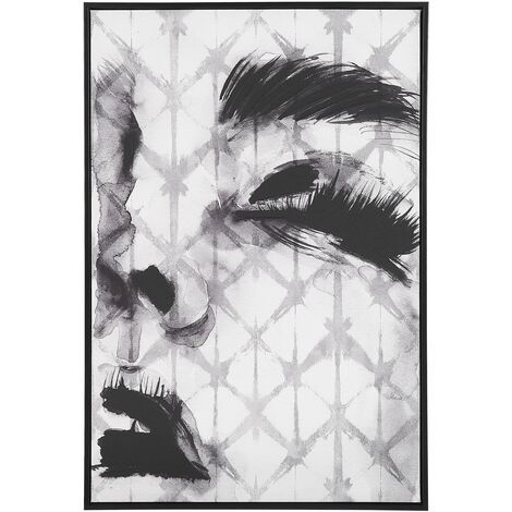 Framed Canvas Print Wall Art 63 x 93 cm Woman Face Portrait Grey Errano