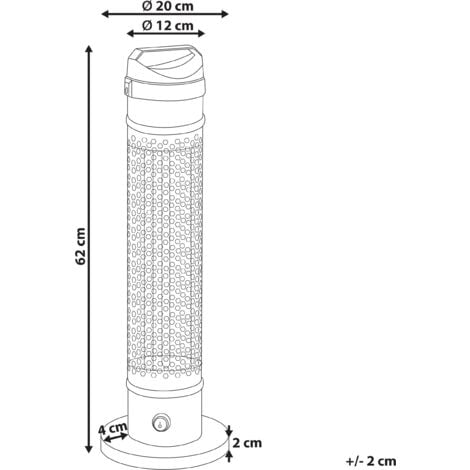 Tower Patio Heater Electric Black 1000 W Infrared Freestanding Outdoor Krakatoa