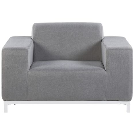 Set of 2 Modern Outdoor Indoor Armchairs Grey Fabric White Legs Rovigo