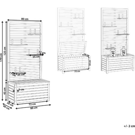 Outdoor Storage Bench with Wall Panel Shelves Acacia Wood 80 cm Balcony Matino