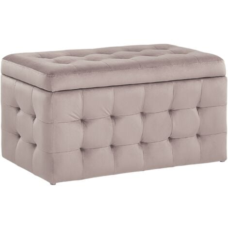 Modern Tufted Ottoman Bedroom Bench Storage Chest Pink Velvet Michigan