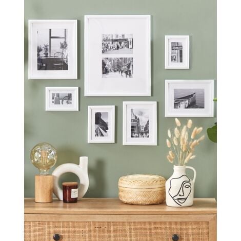 Gallery Wall Modern White Frames Various Sizes Passpartout Set of 7 Zinare