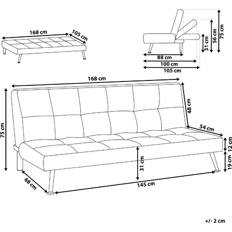 Modern Fabric Sofa Bed Polyester Armless Reclining Convertible Solid Wood Beige Hasle II