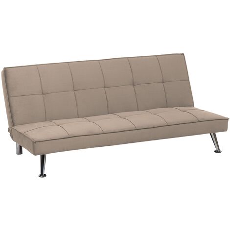 Modern Fabric Sofa Bed Polyester Armless Reclining Convertible Solid Wood Beige Hasle II