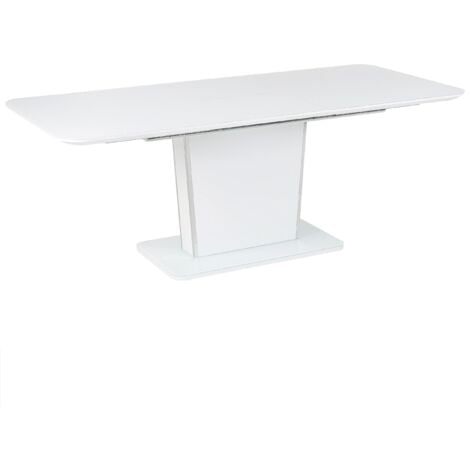 Extending Dining Table Glass Top Modern Design 160/200 x 90 cm White Sunds