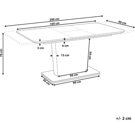 Extending Dining Table Glass Top Modern Design 160/200 x 90 cm White Sunds